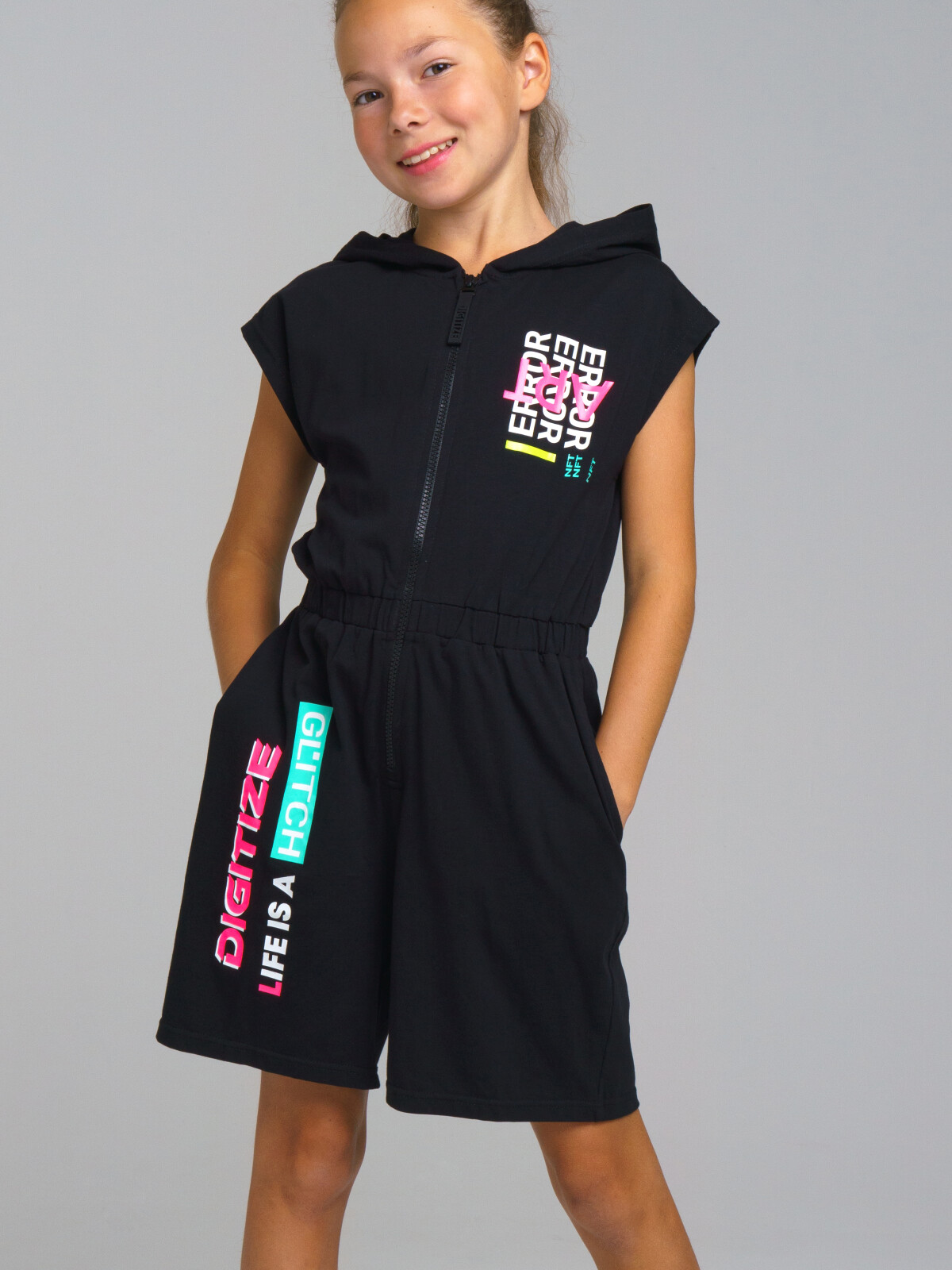 

Комбинезон детский PlayToday 12321078, цвет черный, разноцветный, размер 140, 12321078