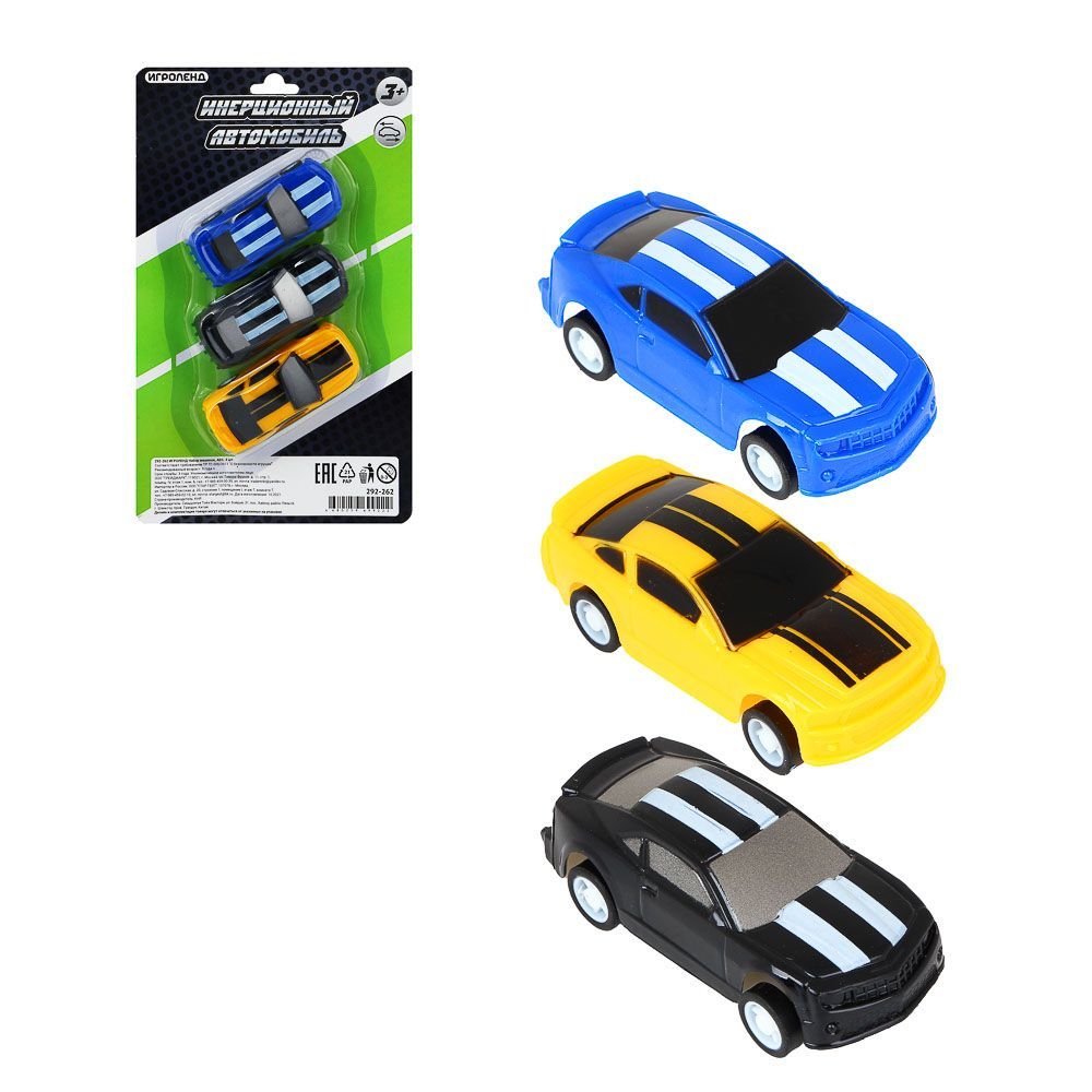 

ИГРОЛЕНД Набор машинок, инерция, ABS, 3 шт, Разноцветный, 292-262