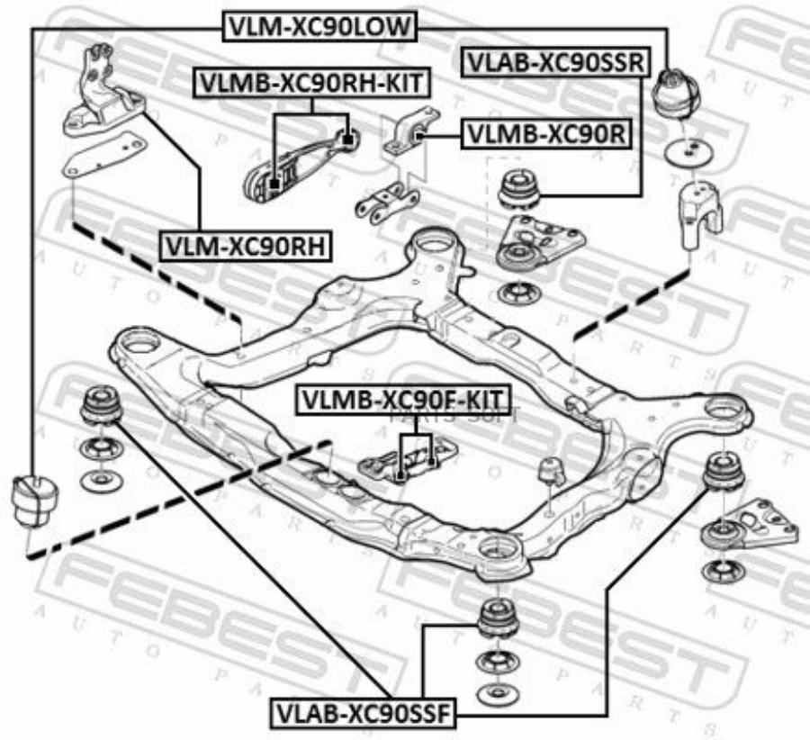 

FEBEST С-б.зад.подушки двиг.VOLVO XC90 I (275) 3.2 AWD 2006-2013 FEBEST VLMB-XC90R