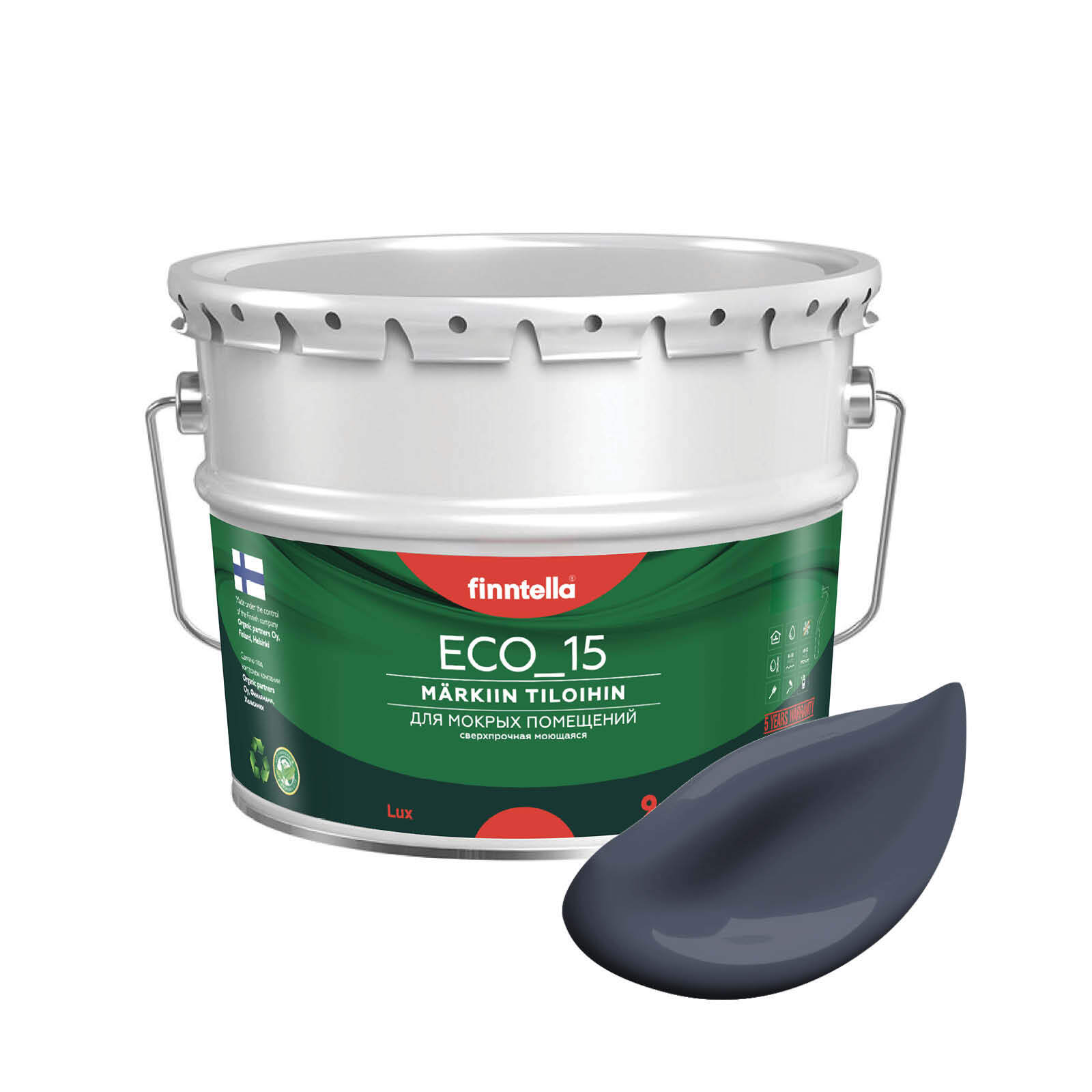 

Специализированная краска для кухонь и ванных комнат FINNTELLA ECO_15 с полиуретаном, моющ, Серый, интерьерная ECO_15 гладкая для ванных комнат и кухни