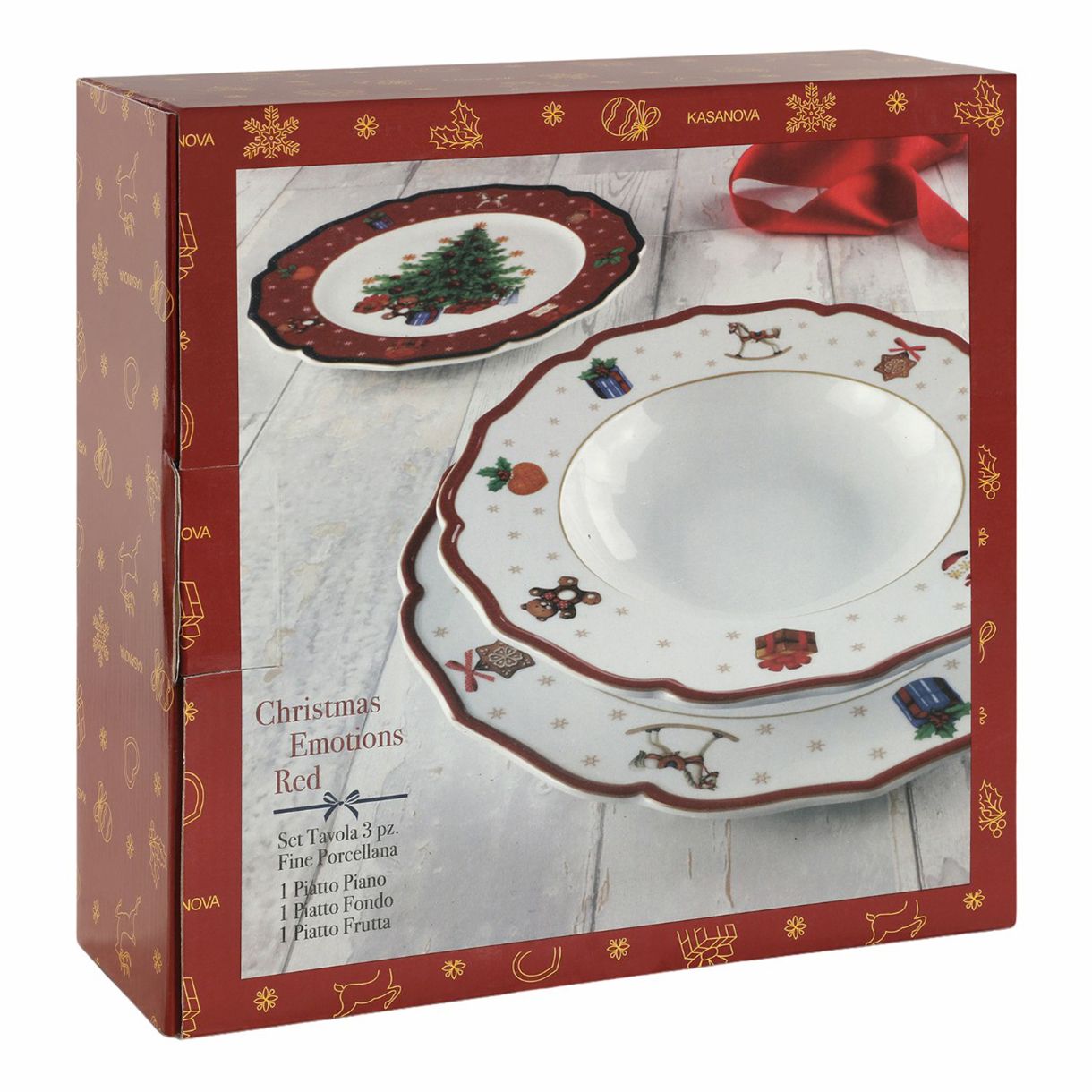 Набор тарелок Porcelana Bogucice Red Christmas 1 персона 3 предмета