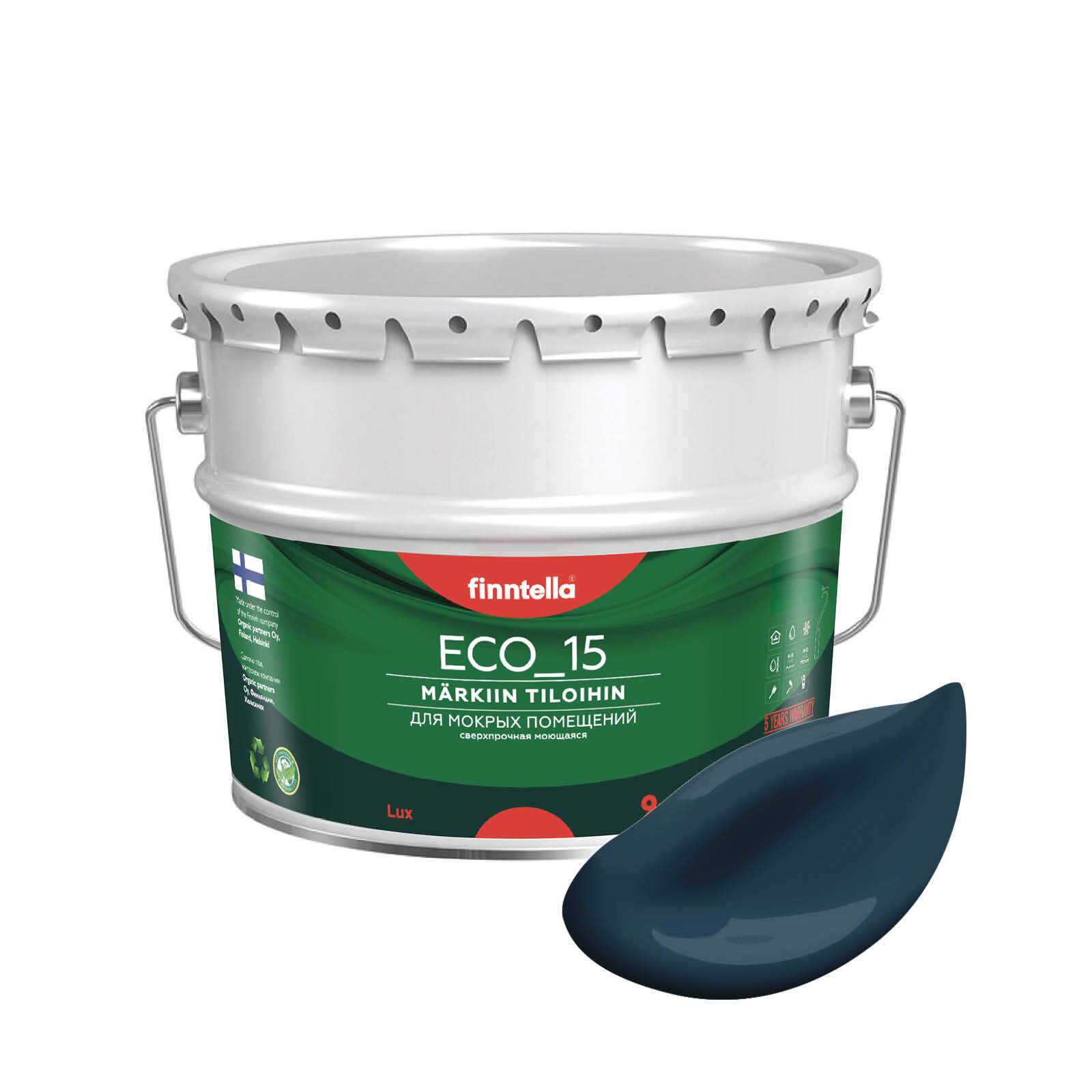 

Специализированная краска для кухонь и ванных комнат FINNTELLA ECO_15 с полиуретаном, моющ, Зеленый;синий, интерьерная ECO_15 гладкая для ванных комнат и кухни