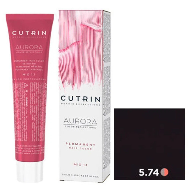 Краска для волос CUTRIN AURORA Permanent Hair Color 5.74 Шоколадное печенье 60 мл проявитель cutrin aurora 6% 60 мл