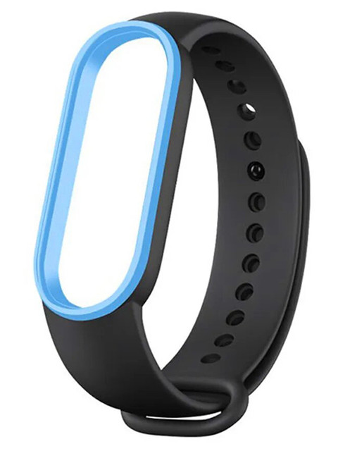 

Ремешок Zibelino для Mi Band 5/6 Silicone Black-Light Blue ZBS-XIMB5-BLK-B, Mi Band 5 / 6