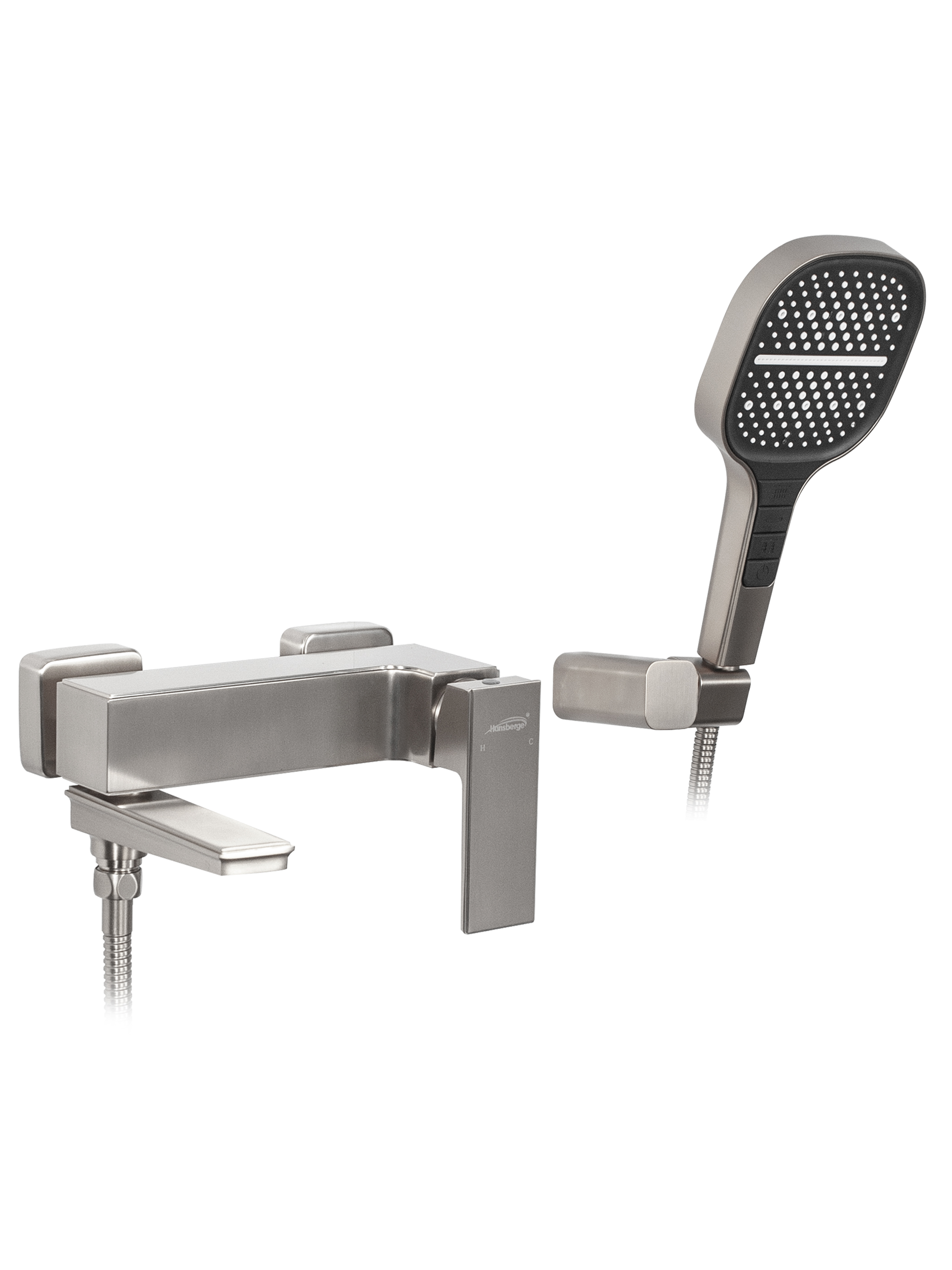 Смеситель для ванны с ручным душем Hansberge H4070NK Никель держатель для микрофона на микрофонную стойку music life 4 7 х 8 5 см