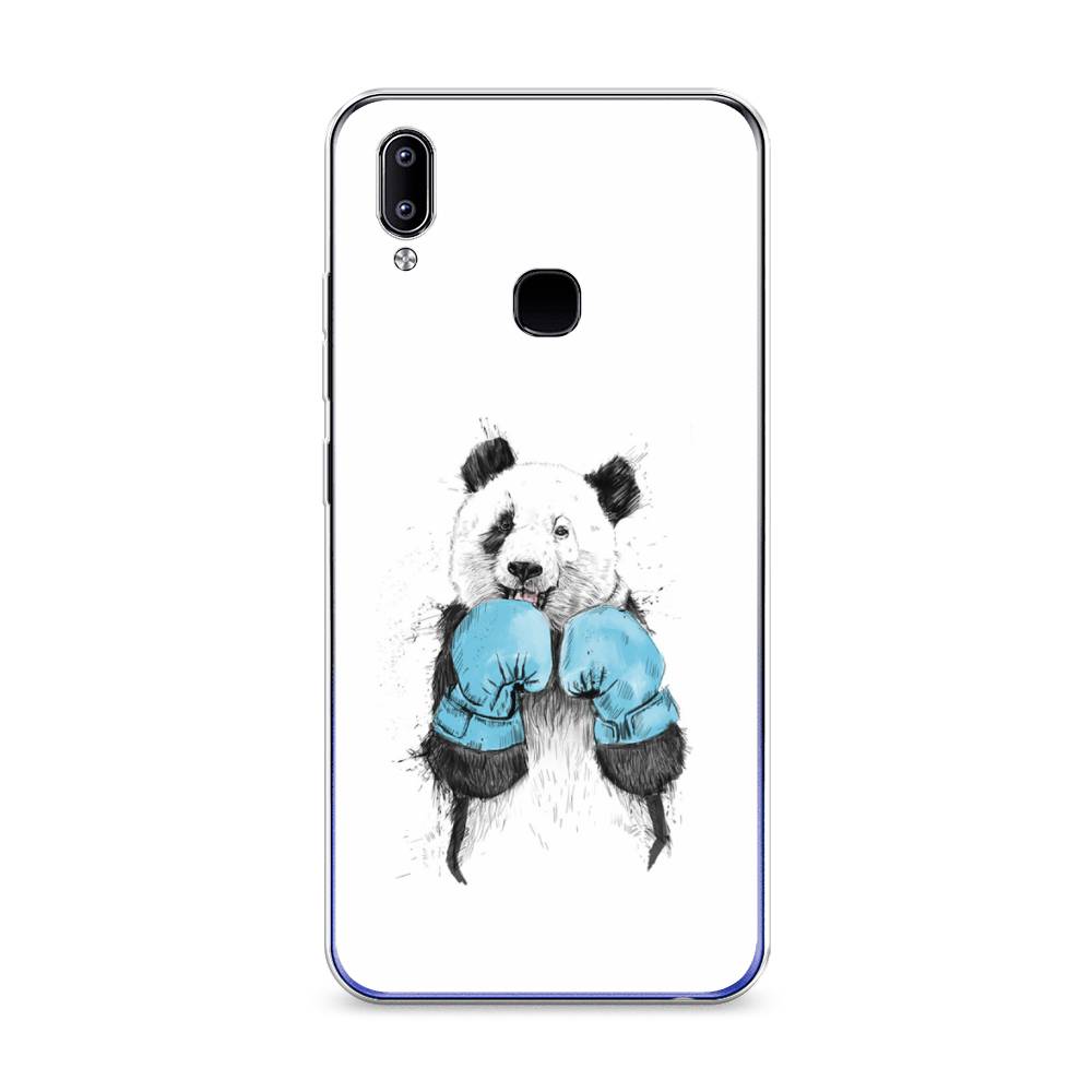 

Чехол на Vivo Y93 "Панда боксер", Голубой;белый;серый, 263950-1