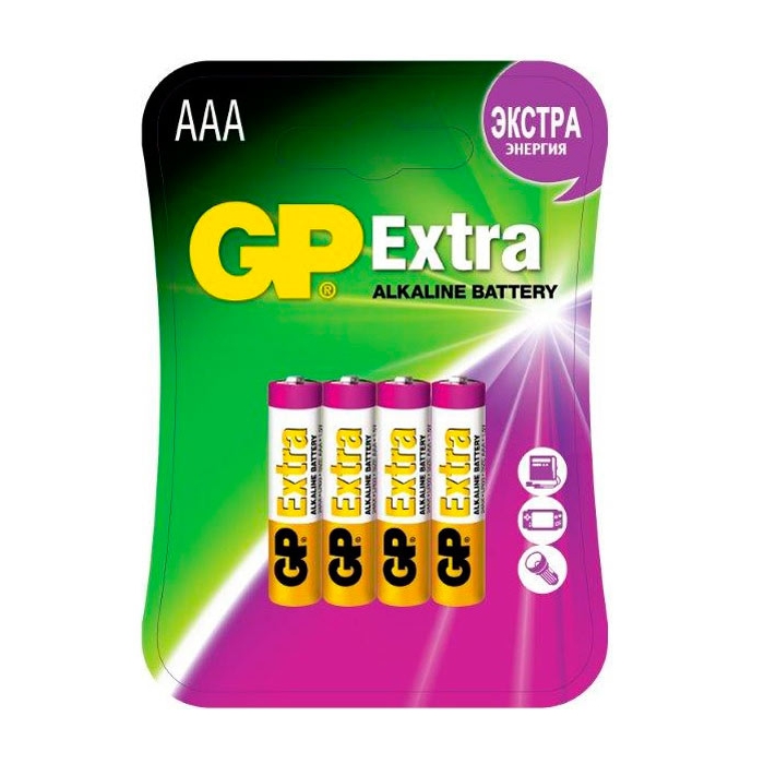 

Элемент питания ААА, алкалиновый, 4шт, GP Extra GP24AX-2CR4