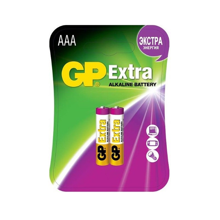 

Элемент питания ААА, алкалиновый, 2шт, GP Extra GP24AX-2CR2