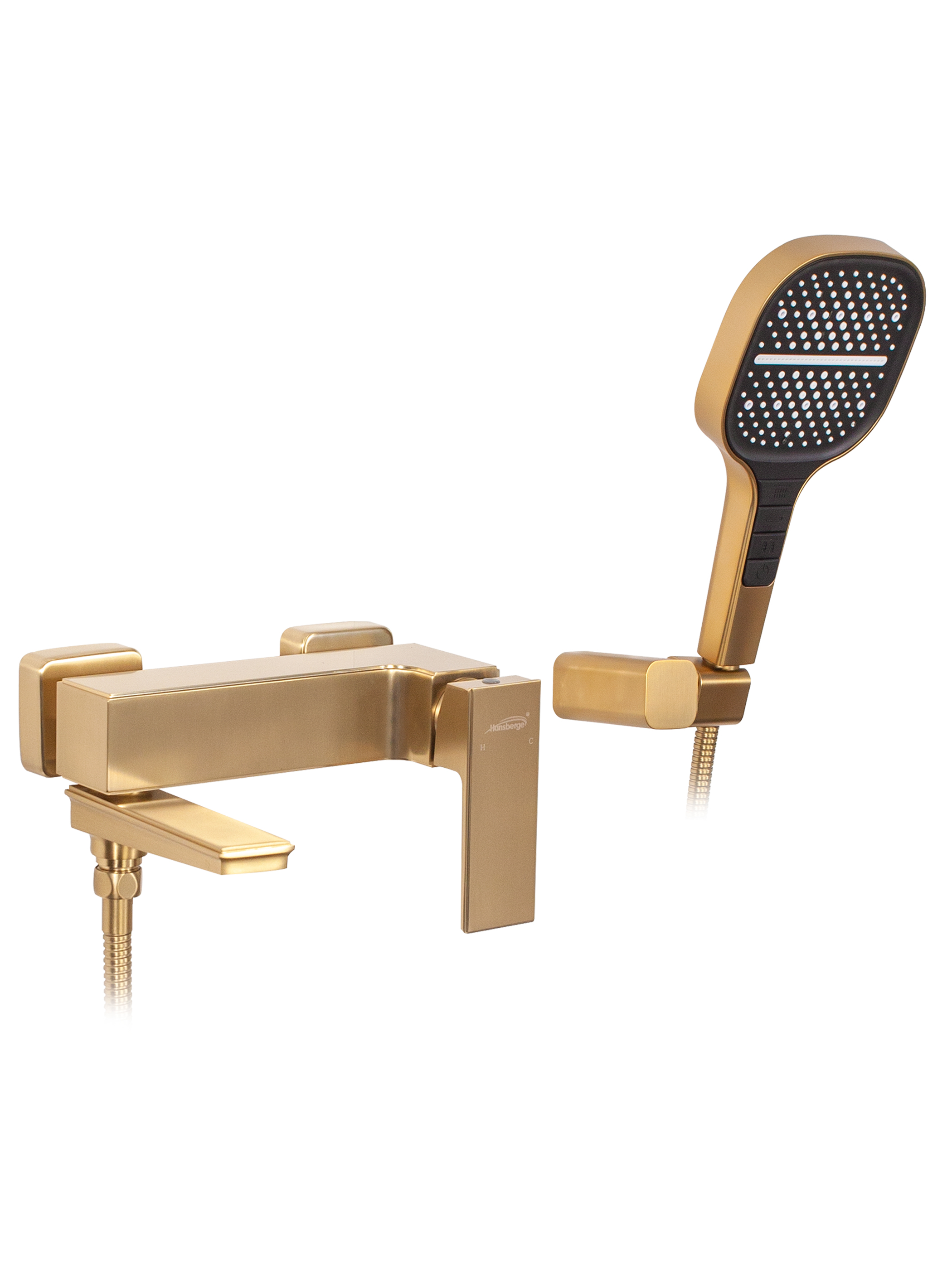 Смеситель для ванны с ручным душем Hansberge H4070MG Матовый золото держатель для микрофона на микрофонную стойку music life 4 7 х 8 5 см