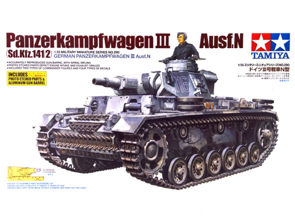 35290 Tamiya 1/35 Танк Pz.Kpfw Iii Ausf N, c металлическим стволом и одной фигурой