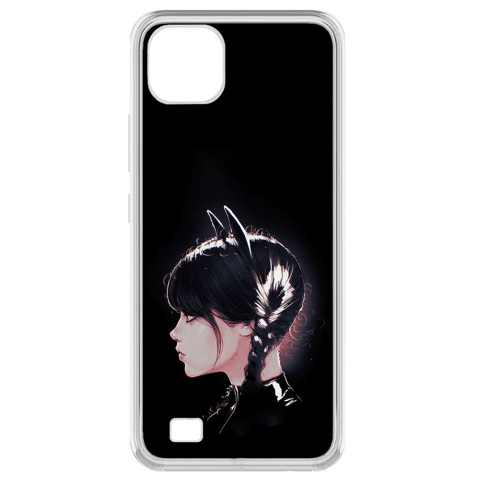 Чехол-накладка Krutoff Clear Case Уэнсдей Аддамс - Кошка Уэнсдей для Realme C20