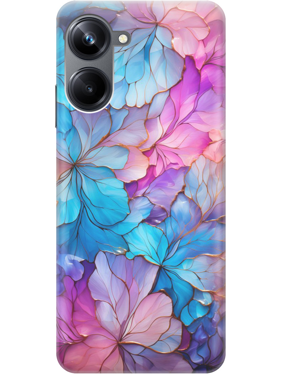 

Силиконовый чехол на Realme 10 Pro с рисунком "Цветочный витраж", Голубой;розовый, 20000303