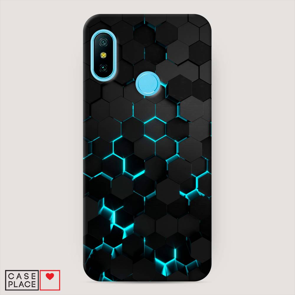 фото Пластиковый чехол "соты бирюзовые" на xiaomi redmi 6 pro awog
