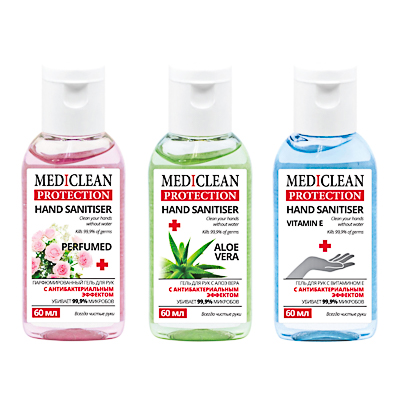 

Гель для рук Mediclean Protection Vitamie E, Aloe Vera с антибактериальным эффектом, 60 мл, 911-027