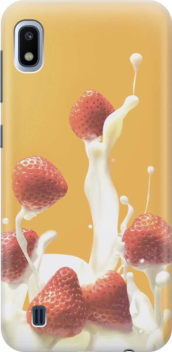 

Силиконовый чехол на Samsung Galaxy A10 с принтом "Клубника и сливки", Белый;желтый, 7048
