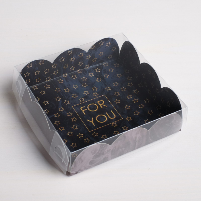 

Коробка для кондитерских изделий с PVC-крышкой «For you», 10,5 × 10,5 × 3 см, Коллекция упаковки "Звезды"