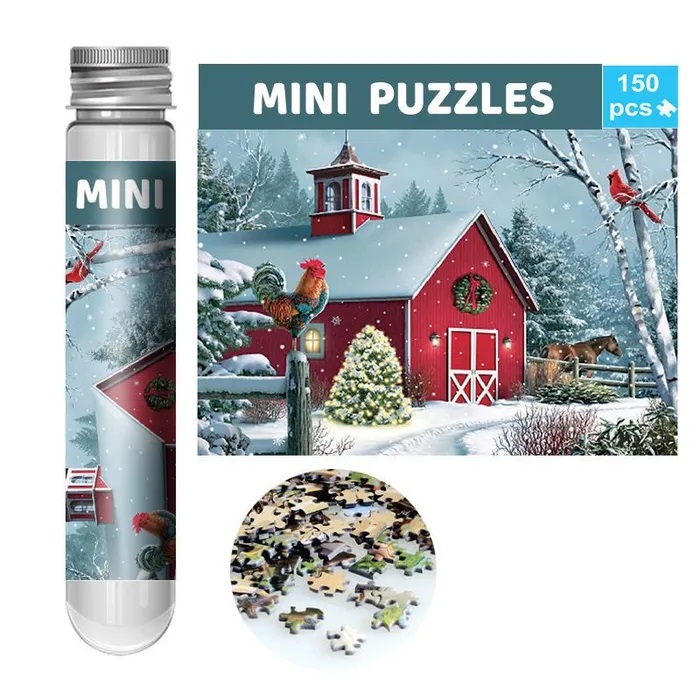 

КНР в колбе, 150 деталей, "Зимний домик", Mini puzzles, 10х15 см