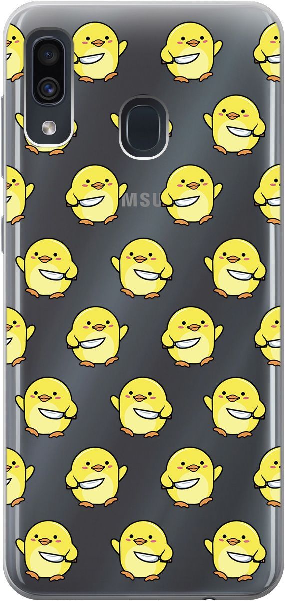 

Чехол на Samsung Galaxy A20/A30 "Chick With Knife" прозрачный, Прозрачный;желтый, 5357
