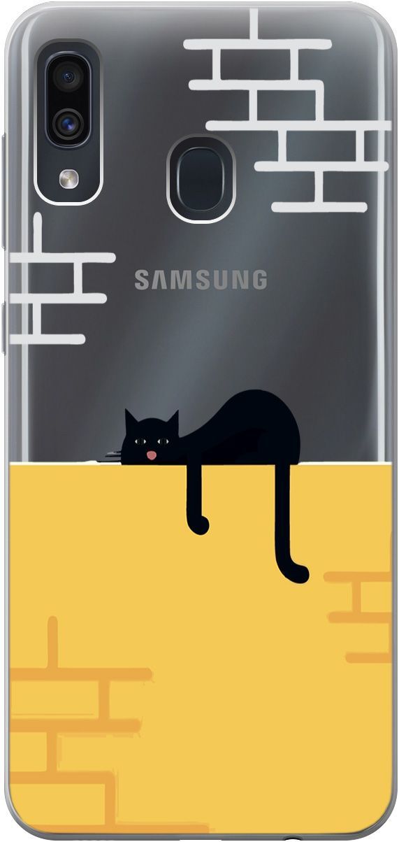 

Чехол на Samsung Galaxy A20/A30 с принтом "Lazy Cat" прозрачный, Прозрачный;желтый, 5357