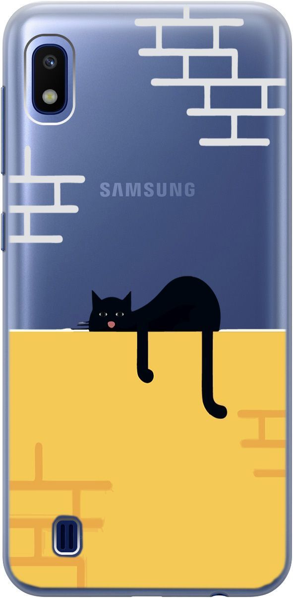 

Силиконовый чехол на Samsung Galaxy A10 с 3D принтом "Lazy Cat" прозрачный, Прозрачный;желтый, 5348