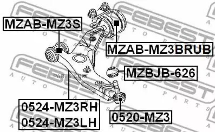 

FEBEST С-б.зад.пер.рычага с кронштейном MAZDA 3 BK 2003-2008 FEBEST MZAB-MZ3BRUB