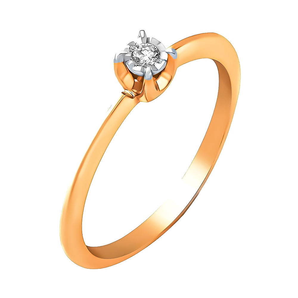 

Кольцо женское из красного золота с бриллиантом 585Gold 101001433, р, 101001433