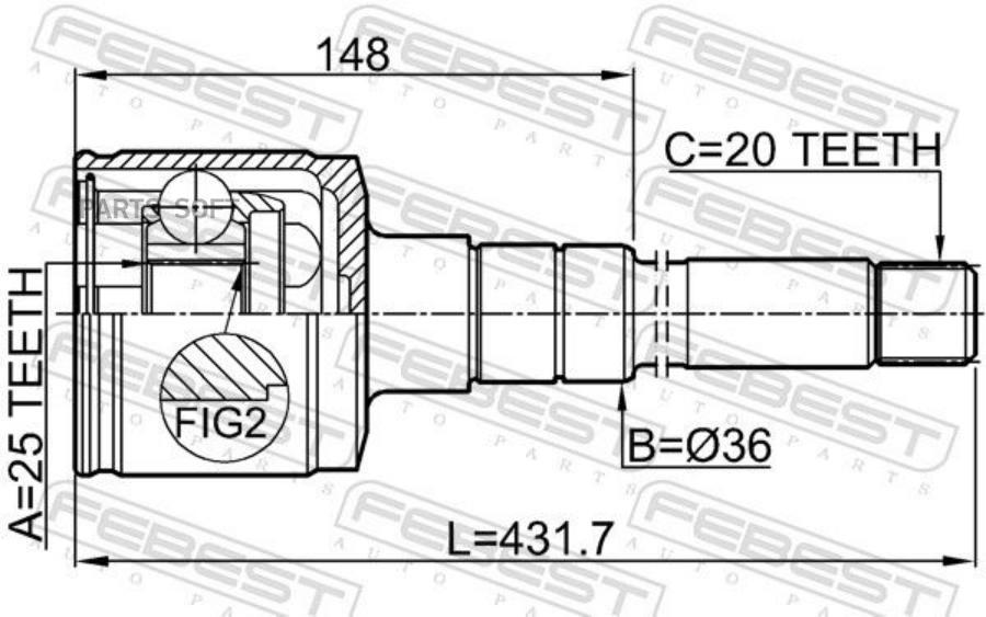 

FEBEST 0111-ST215RH ШРУС внутренний правый 25x36x20