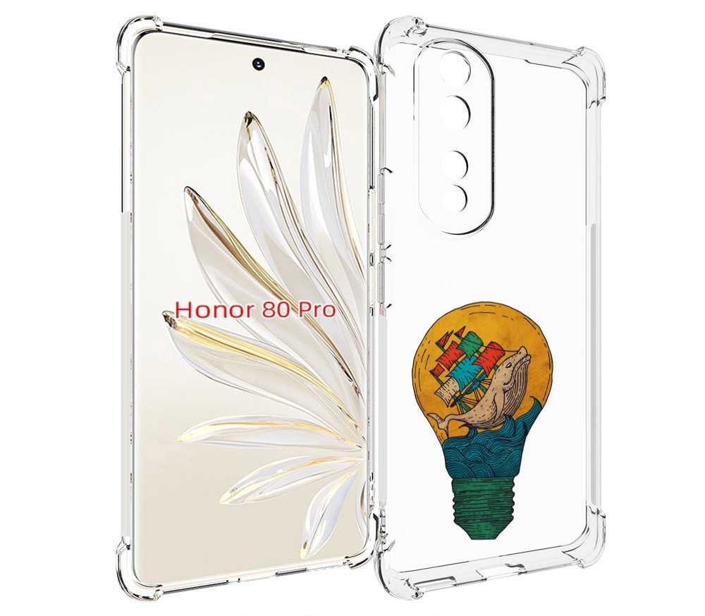 

Чехол MyPads кит в лампочке с парусами для Honor 80 Pro, Прозрачный, Tocco