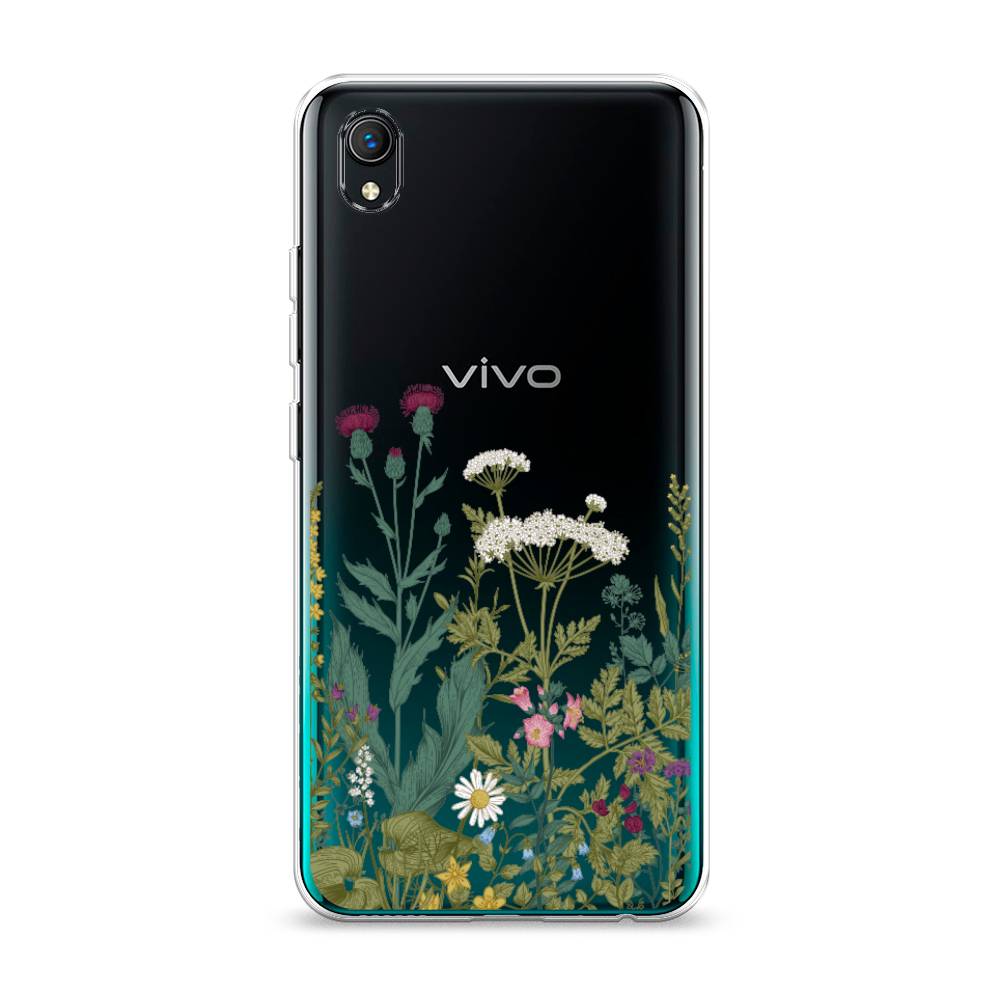 

Чехол на Vivo Y91c "Дикие полевые цветы", Зеленый;розовый;белый, 263250-2