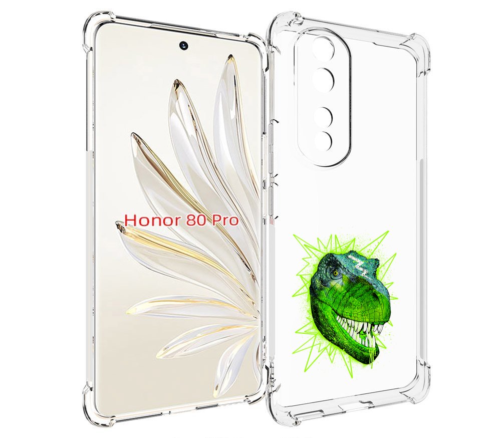 

Чехол MyPads зеленый динозавр для Honor 80 Pro, Прозрачный, Tocco