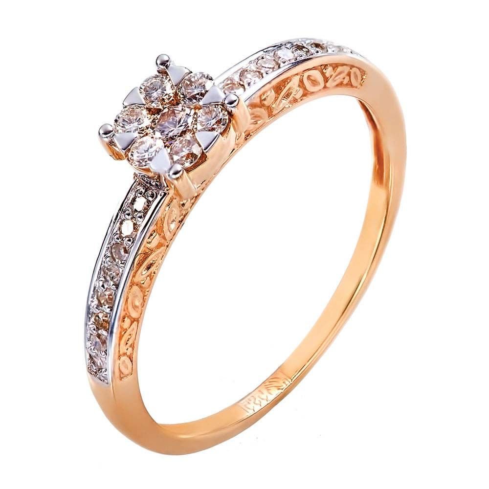 

Кольцо женское из красного золота с бриллиантом 585Gold 101001141, р, 101001141