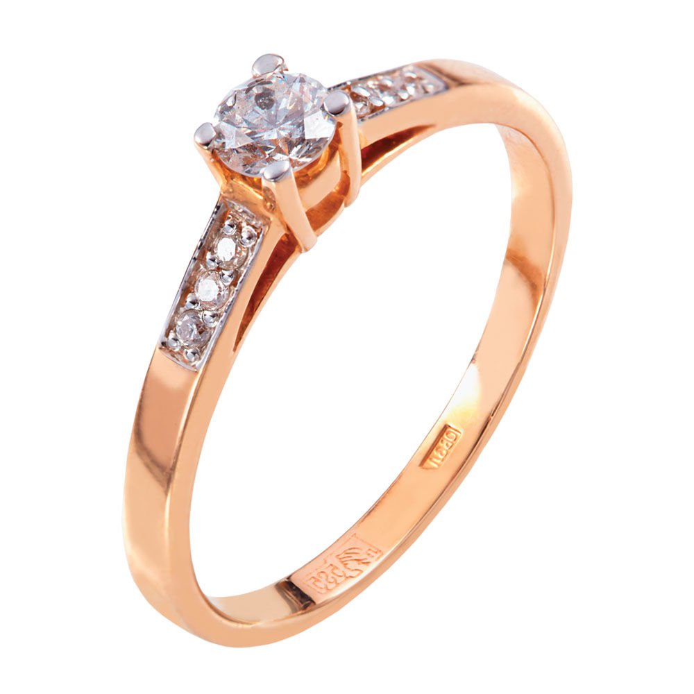 

Кольцо женское из красного золота с бриллиантом 585Gold 101013130, р. 18, 101013130