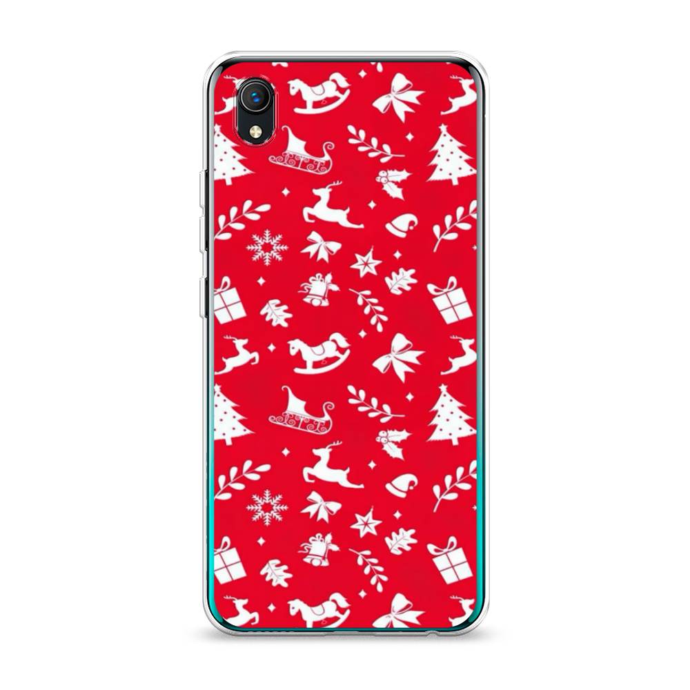 

Чехол на Vivo Y91c "Красный новогодний фон", Красный;белый, 263250-5