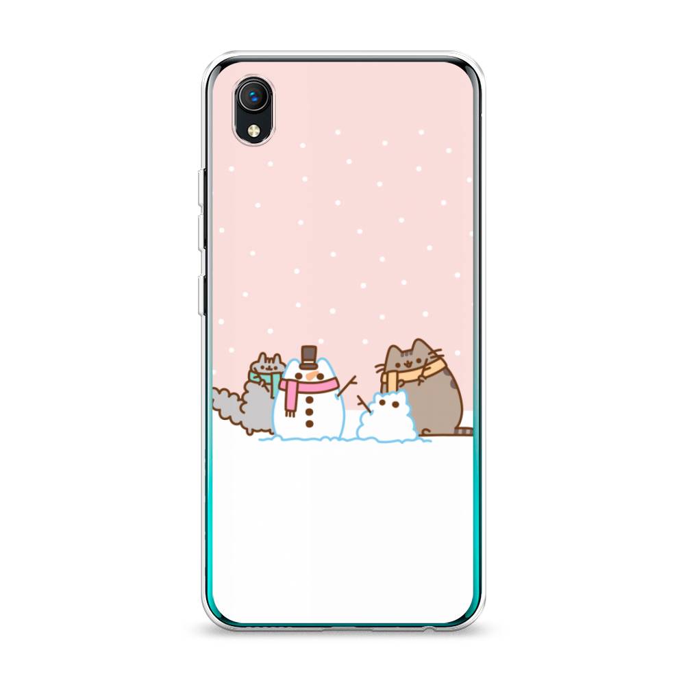 

Чехол на Vivo Y91c "Котики в снегу", Розовый;белый;серый, 263250-5