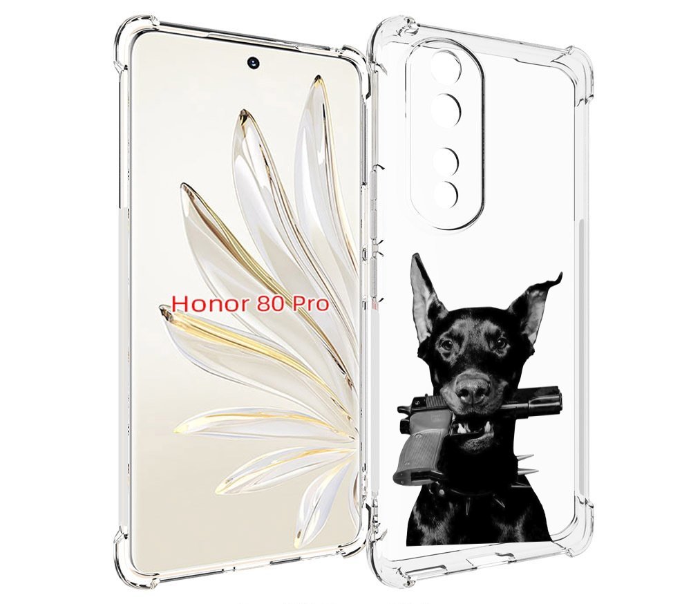 

Чехол MyPads доберман с пистолетом для Honor 80 Pro, Прозрачный, Tocco