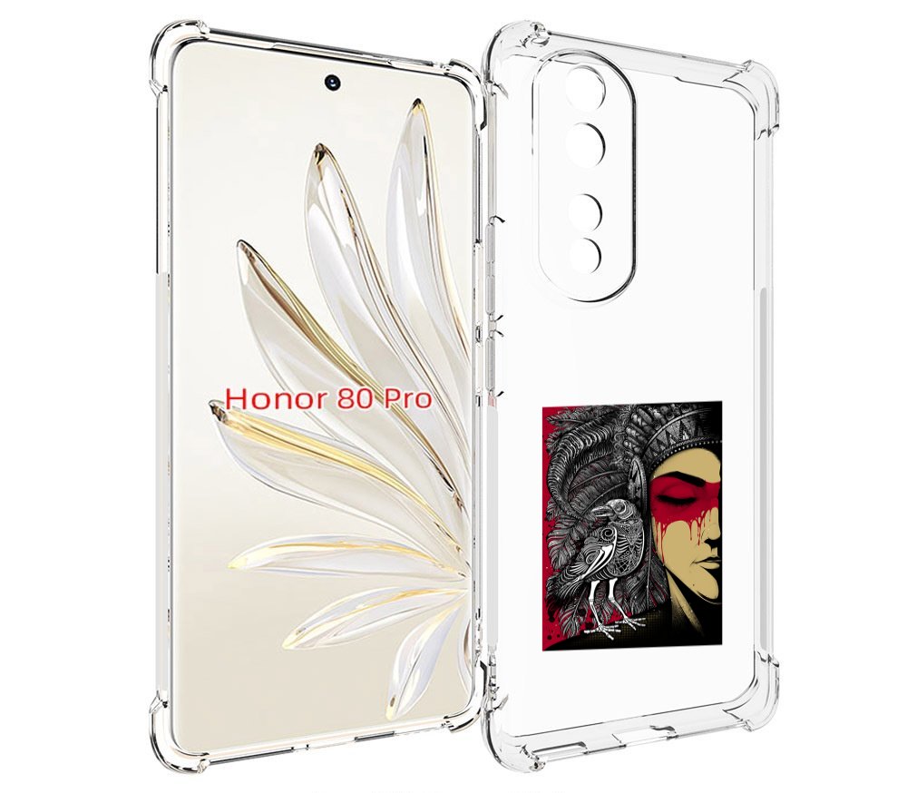 

Чехол MyPads девушка с вороном в абстракции для Honor 80 Pro, Прозрачный, Tocco