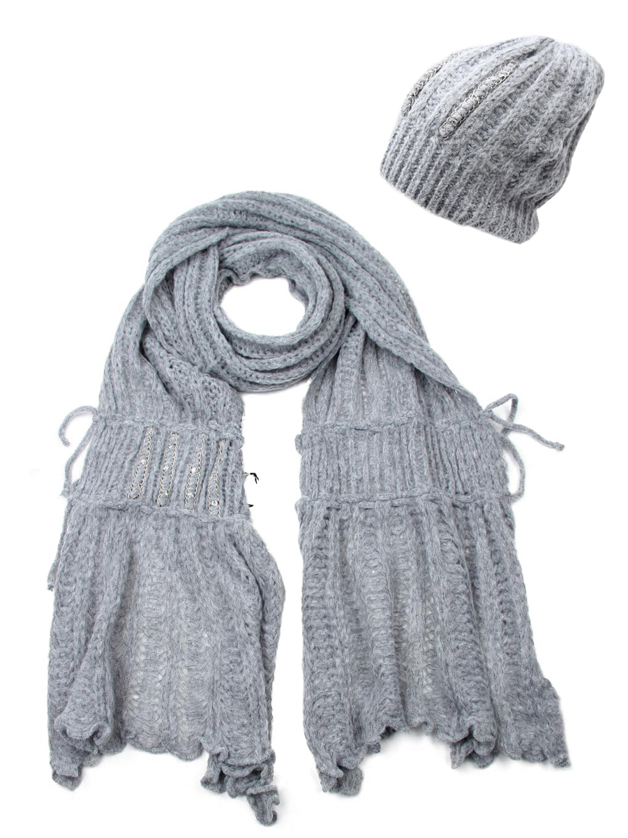 Комплект шапка и шарф женский Venera 9902487 серый