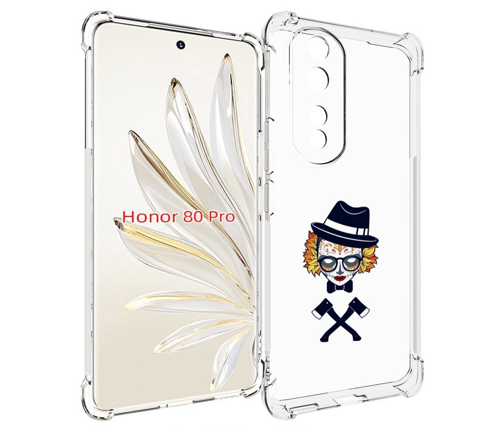 

Чехол MyPads девушка в маске с топорами рисунок для Honor 80 Pro, Прозрачный, Tocco