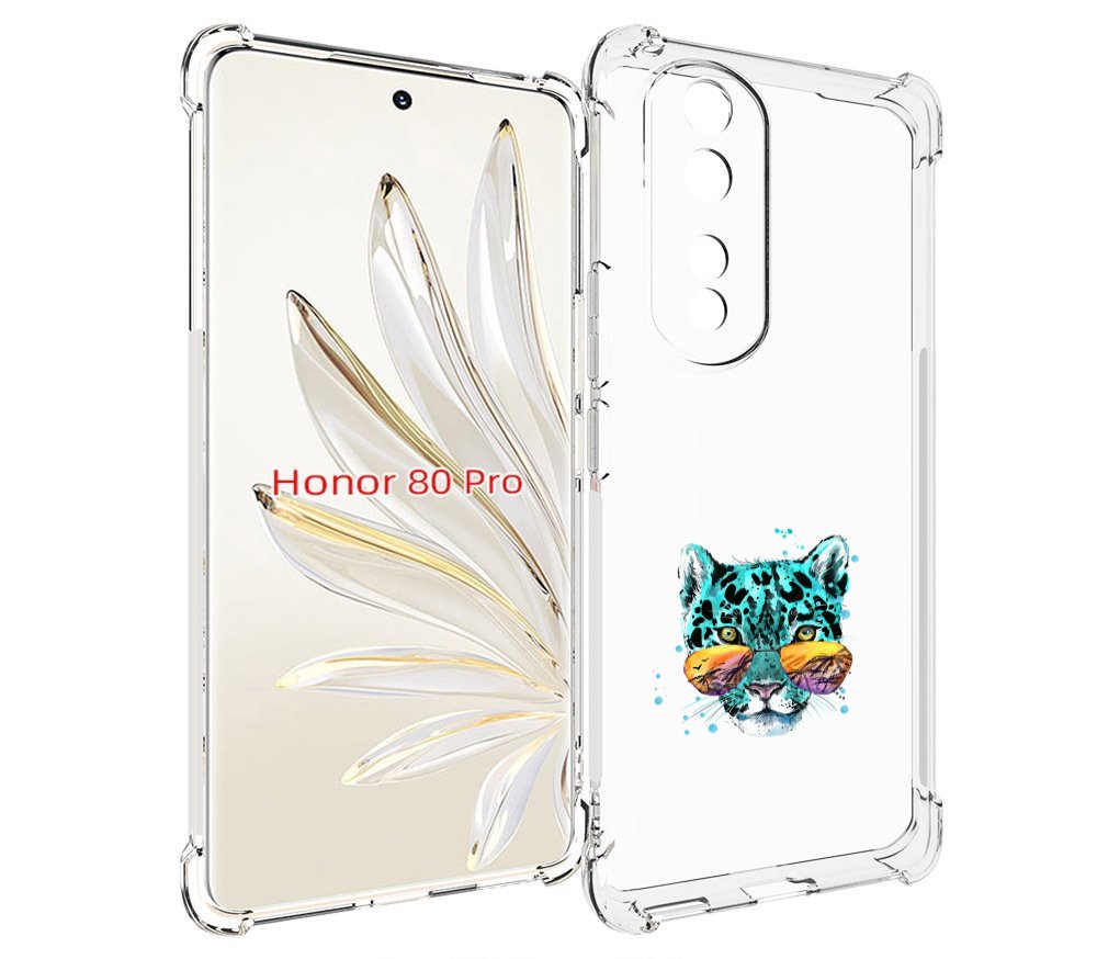 

Чехол MyPads голубой лео для Honor 80 Pro, Прозрачный, Tocco