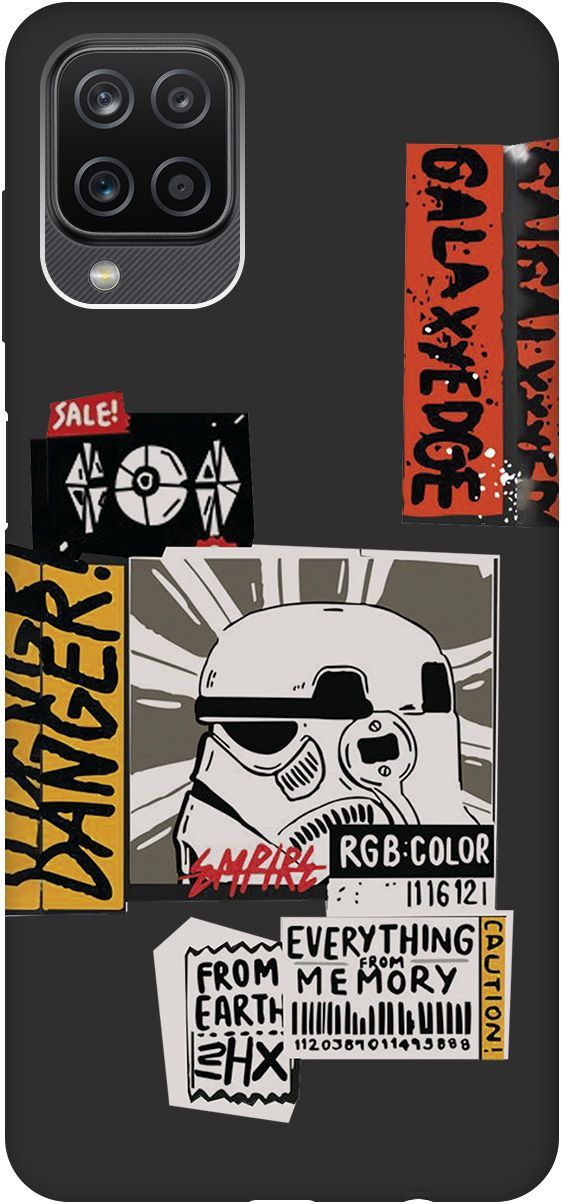 

Чехол на Samsung Galaxy A12/M12 "Stormtrooper Stickers" черный, Черный;белый, 8406