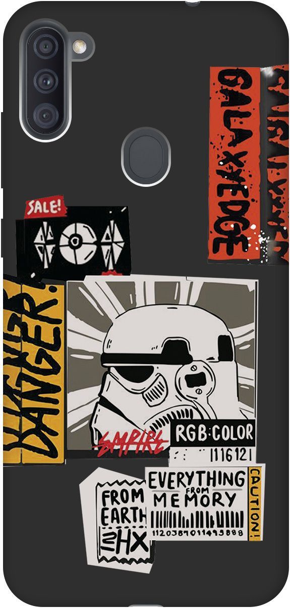 

Чехол на Samsung Galaxy A11/M11 "Stormtrooper Stickers" черный, Черный;белый, 8405