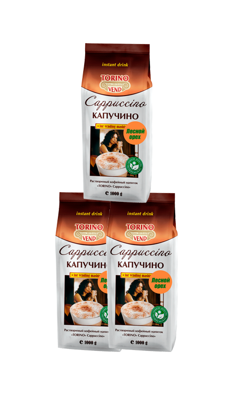 Кофейный напиток Капучино TORINO HAZELNUT, пакет, 1 кг х 3 шт