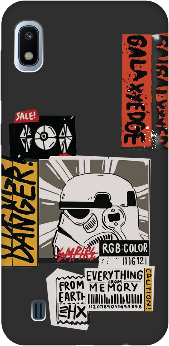 

Матовый чехол на Samsung Galaxy A10 с принтом "Stormtrooper Stickers" черный, Черный;белый, 8404