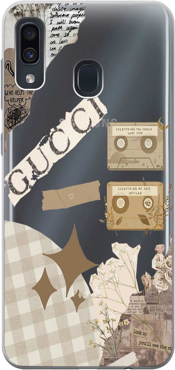 

Чехол на Samsung Galaxy A20/A30 "GUCCI Stickers" прозрачный, Прозрачный;бежевый, 5357