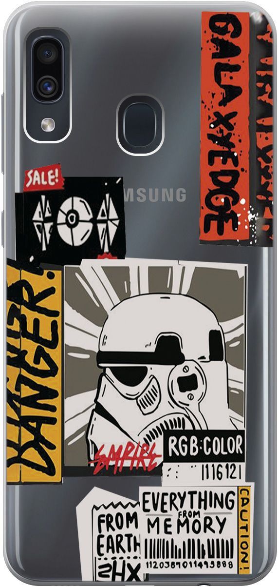 

Чехол на Samsung Galaxy A20/A30 "Stormtrooper Stickers" прозрачный, Прозрачный;белый, 5357