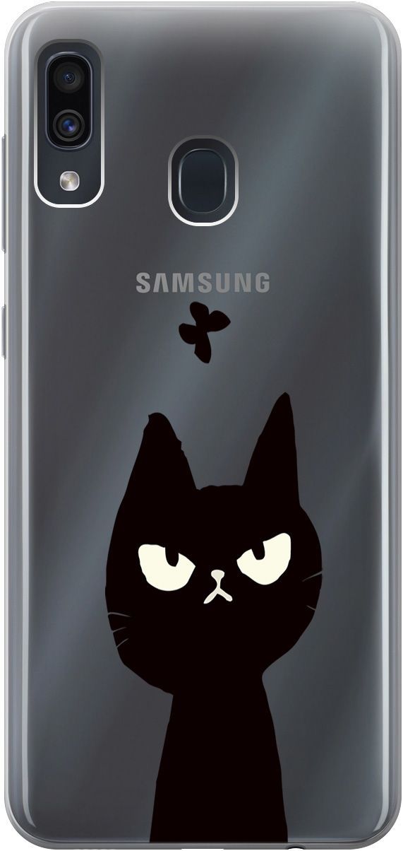 

Чехол на Samsung Galaxy A20/A30 "Disgruntled Cat" прозрачный, Прозрачный;черный, 5357