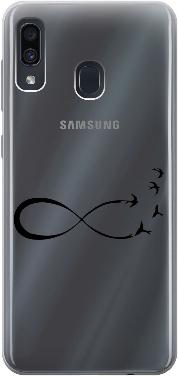 

Чехол на Samsung Galaxy A20/A30 с принтом "Infinity" прозрачный, Прозрачный;черный, 5357