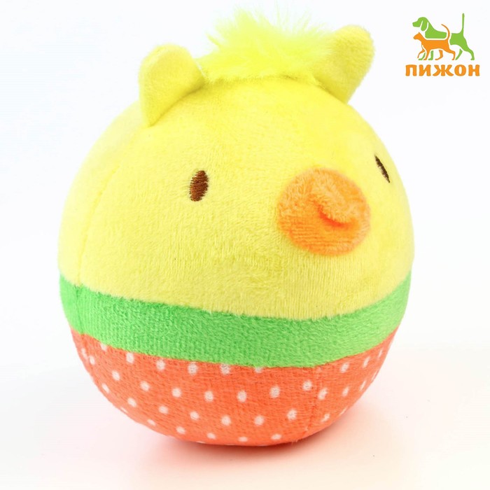 

Мяч мягкий для собак Утка, пищащий, 9 см, жёлтый
