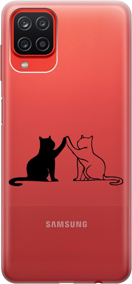 

Чехол на Samsung Galaxy A12/M12 с принтом "Cats" прозрачный, Прозрачный;черный, 5354