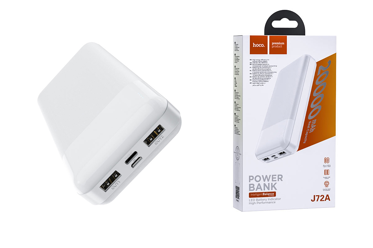 фото Внешний аккумулятор borofone j72 easy travel power bank 20000 mah белый hoco